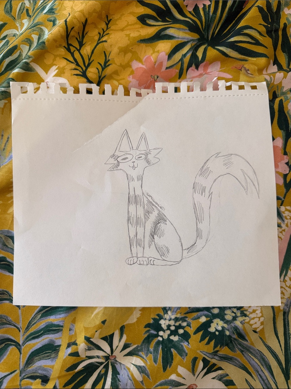 Cat-Themed Sketch Print Pet Art  - White/Grey